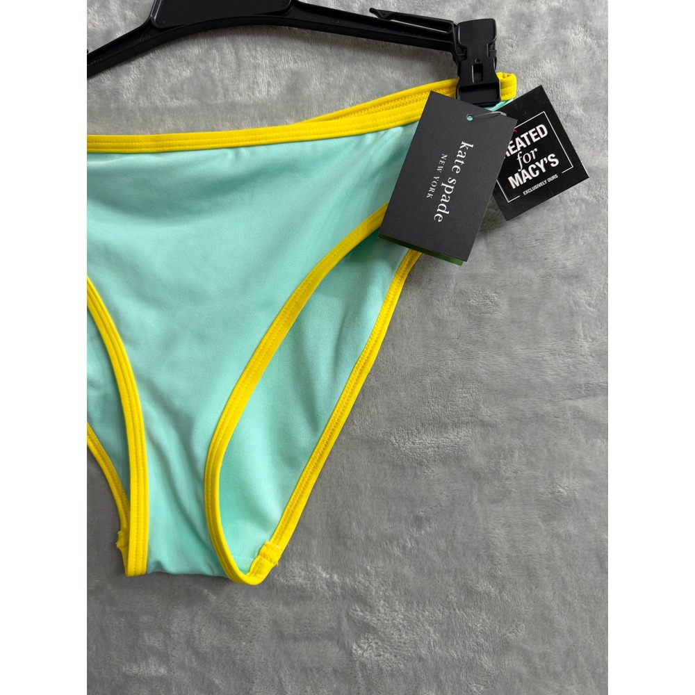 Kate Spade New York Low Tide High Cut Bikini Bottoms Aqua Yellow XS S6C480 - Picture 5 of 7